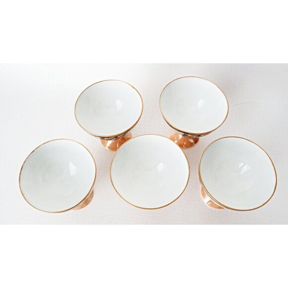 5 Porcelain Dessert Dish Footed Hand Painted Signed Sherbet - Picture 6 of 6